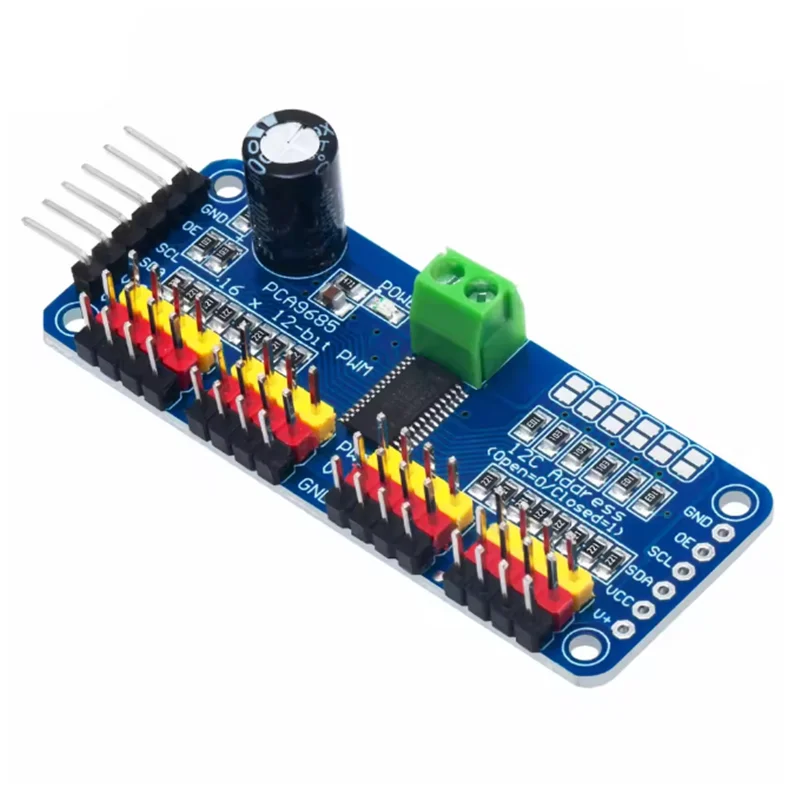 16 Channel 12-Bit PWM Servo Shield Driver I2C Interface PCA9685 Module For Raspberry Pi 16 channel PWM servo drive board