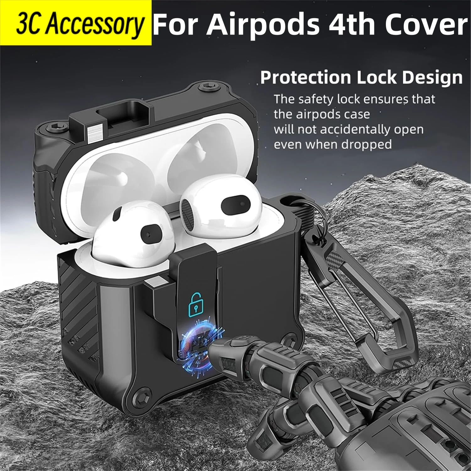 New For Airpods 4 th USB-C Case with Keychain Sturdy armor shockproof protective Cover for Man Woman For Airpods 4th Cover Funda