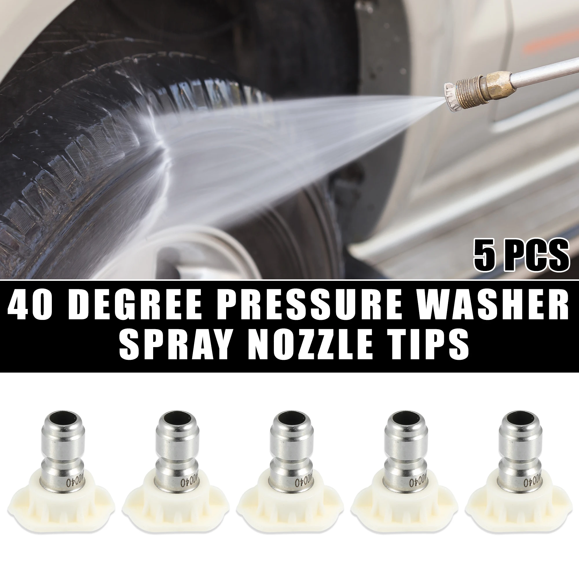 

X Autohaux High Pressure Washer Spray Nozzle Tips Quick Connector 5 Pcs White 40 Degrees