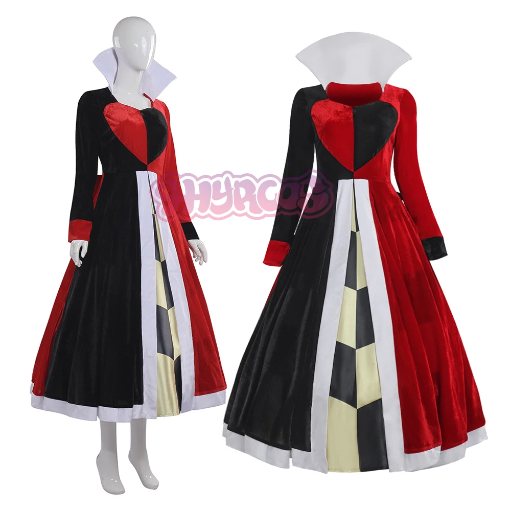 

New Red Cosplay Costume Dress Red Black Queen Dress Poker Cosplay Costume Halloween Costume For Women Girls High Quality