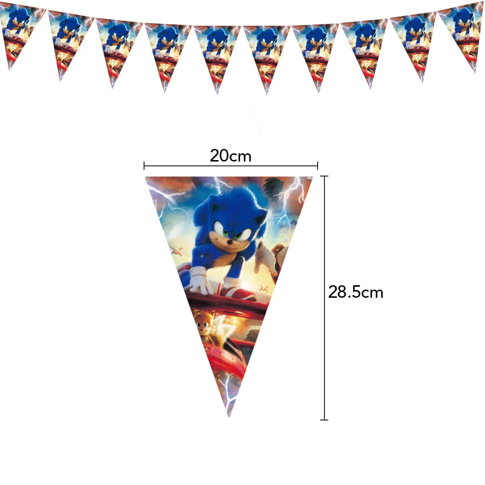 Sonic Banner the Hedgehog Toys Party Streamers Happy Birthday Party Favors Tło Baby Shower Supplies Kids Boys Gifts Toys