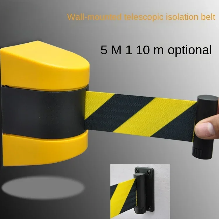 DurableWarning Wall-mounted Shell Telescopic Belt Wall-mounted Isolation Belt Black And Yellow Warning Line Corridor Isolation