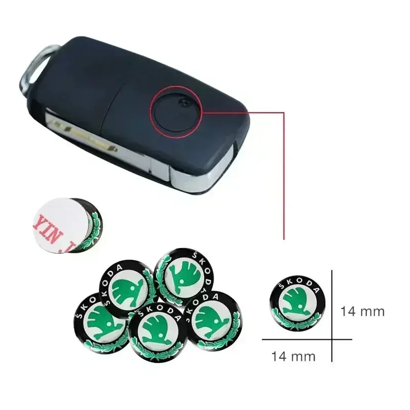 14mm Fob Car Logo Sticker For Car Remote Control Key For Skoda Octavia MK2 MK1 2 3 A5 A7 A8 Fabia Karoq Superb Rapid Kamiq Scala