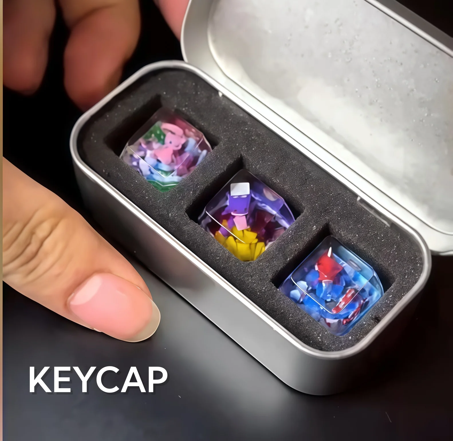 clavier-mecanique-ptcg-pokemon-touches-en-resine-transparente-stereoscopique-froakie-fennekin-chespin-togepi-haunter-gastly-snorlax