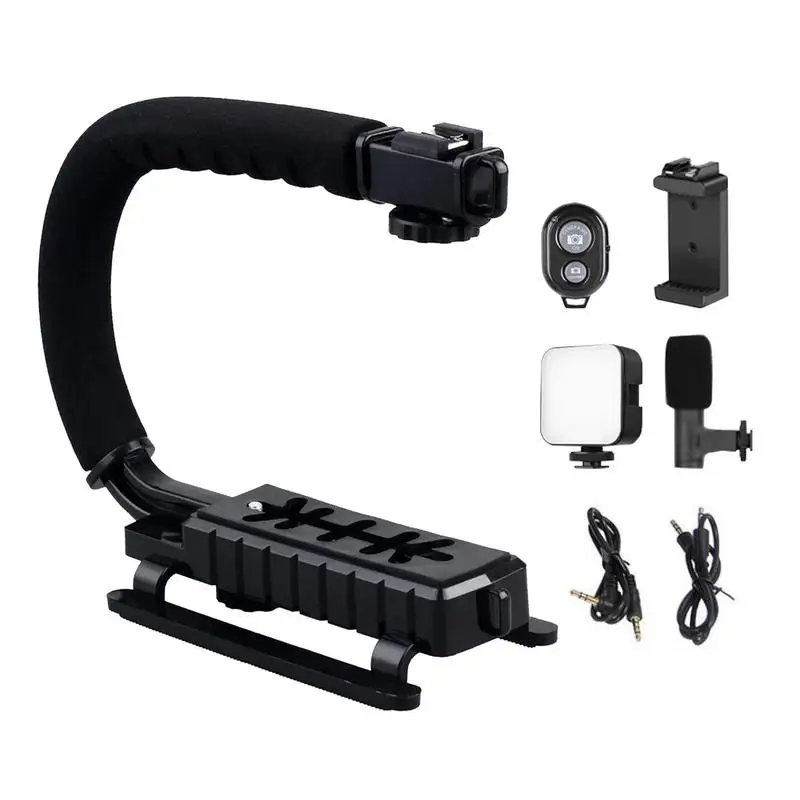 Action Camera Gimbal Stabilizer U-shaped Camera Gimble Handheld Stabilizer With Hot-Shoe Mount Fill Light Phone Holder For DSLR