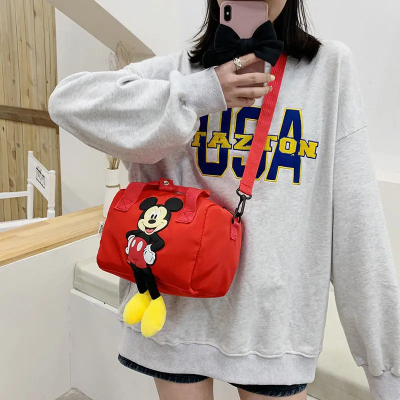 Kawaii Disney Mickey Mouse Shoulder Bag Cartoon New Cross-Body Handbag Large Capacity Portable Storage Bag Mommy Bag Bowling Bag