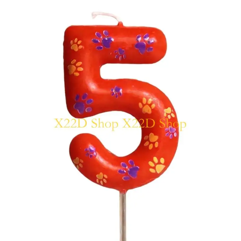 X22D Funny Dog Paws Theme Number For Birthday Cake Toppers And Event Decors