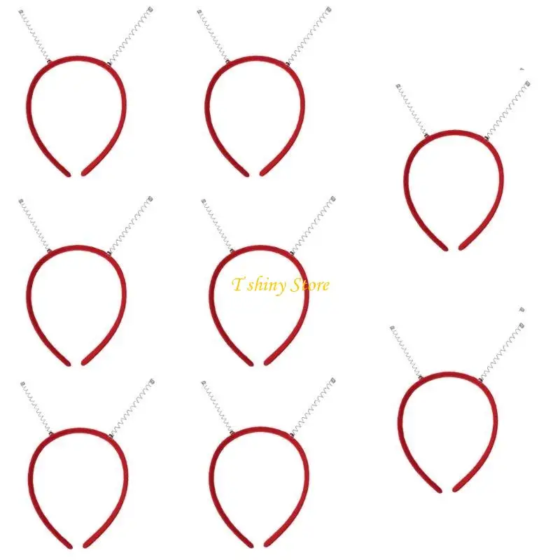 

N58F 10Pcs Plain Hairband with Springs Headpieces Party Props Soft Thin Hairband