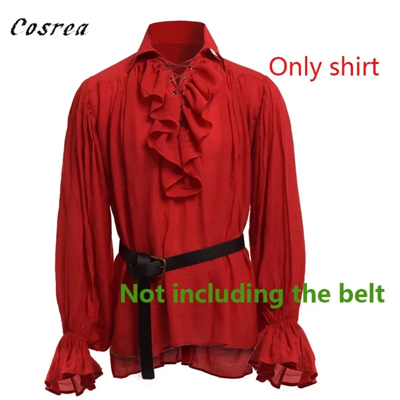

NewFashion Medieval Renaissance Lading Up Shirt Bandage Mens Tops Vintage Costume Fluffy Ruffle Long Sleeve Shirt Male Blouse202