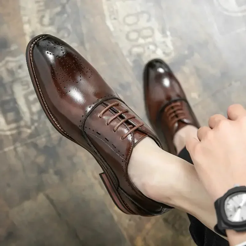 

British Style Men's Fashion Shoes Black and Low Upper British Style Platform Casual Office Social Shoes Derby Shoes