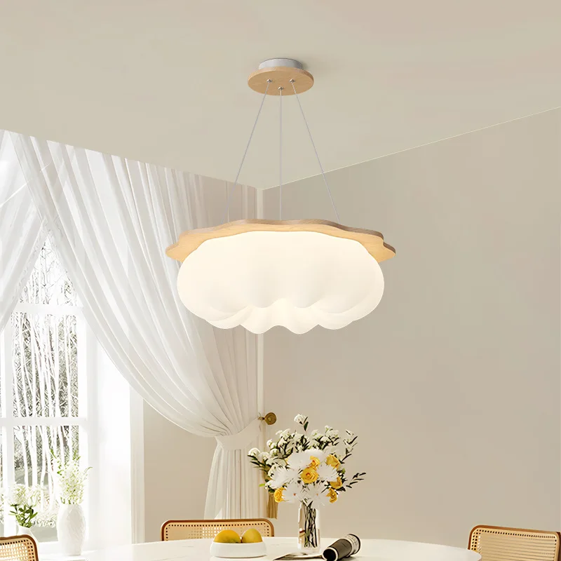 Children's Room Cloud Chandeliers Solid Wood Pumpkin Cloud Lamp Modern Cream Style Baby Room Nursery Boy Girl Bedroom Chandelier