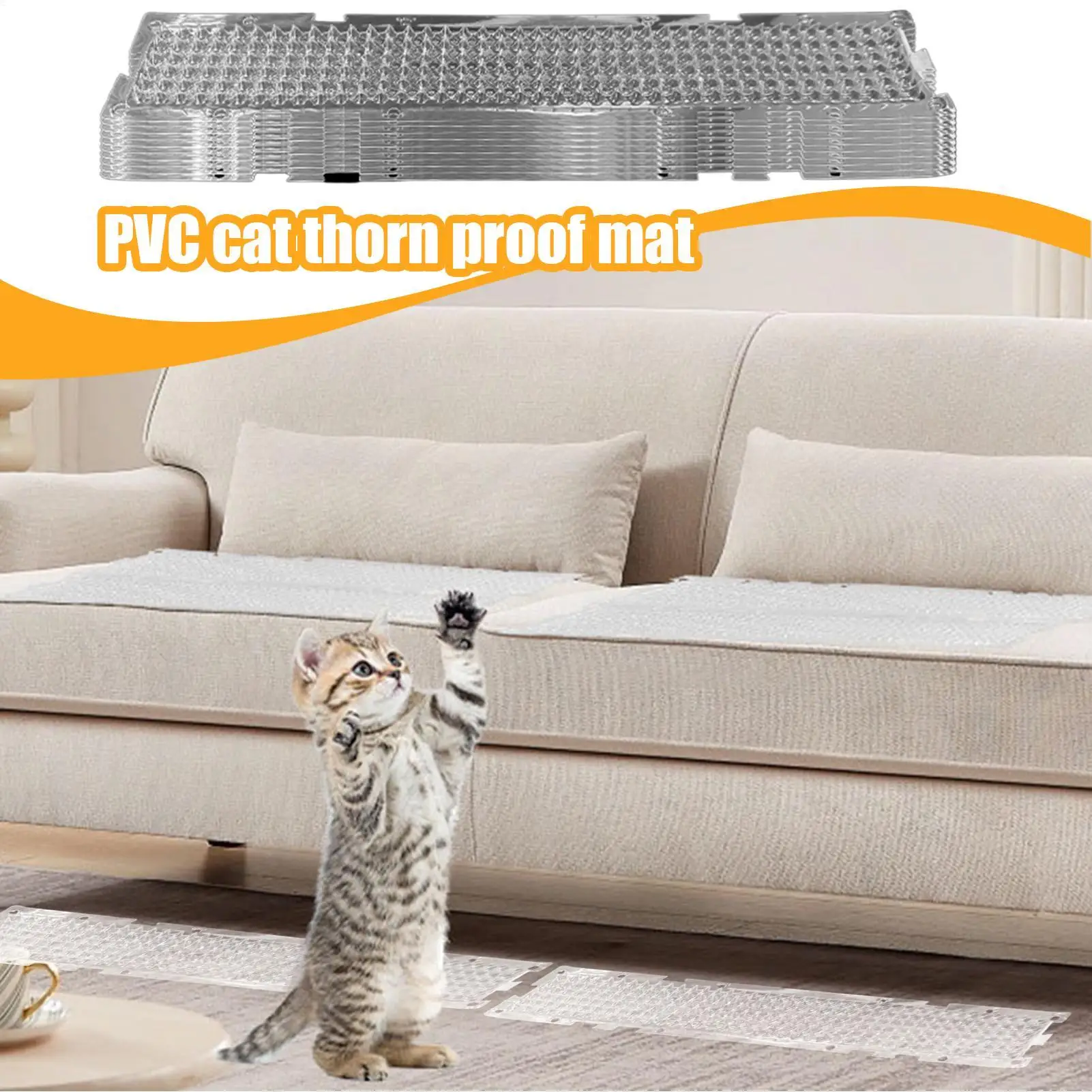 Cat Repeller Mat Heavy-Duty Weather-Resistant Repelling Training Pads 10-Piece Anti Cat Scat Mat for Indoor Furniture Balcony