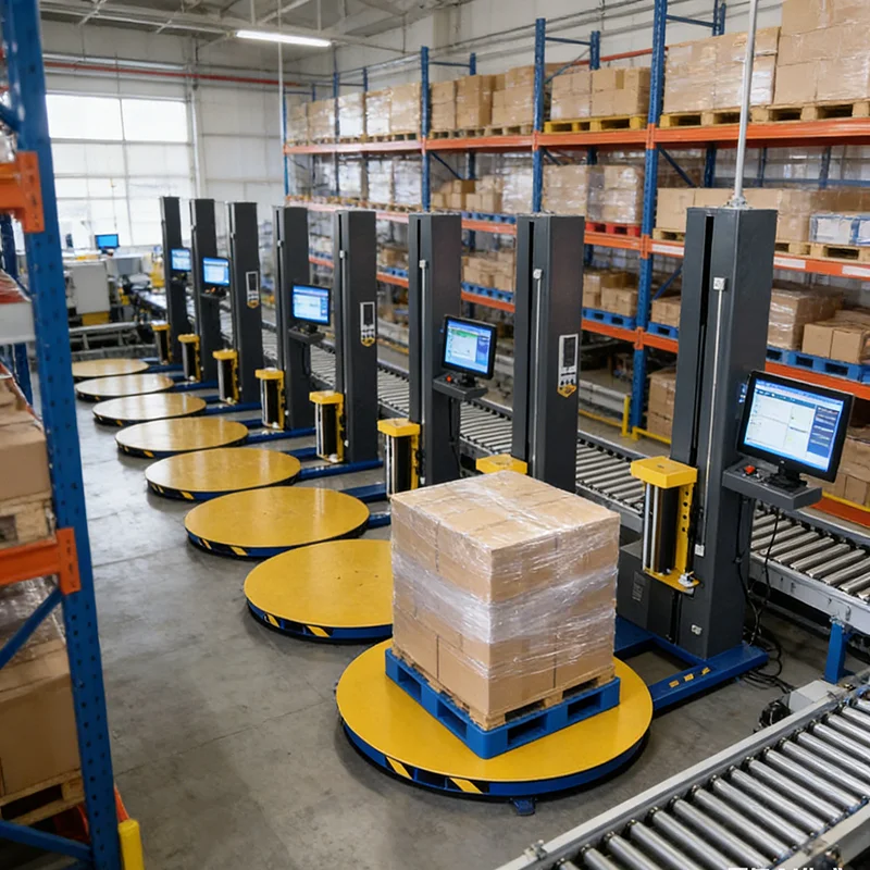 

Customized Film Wrapping Machine Plastic Pallet Packer Adjustable Height Winder for Logistics Warehouse Factory Cargo Packaging