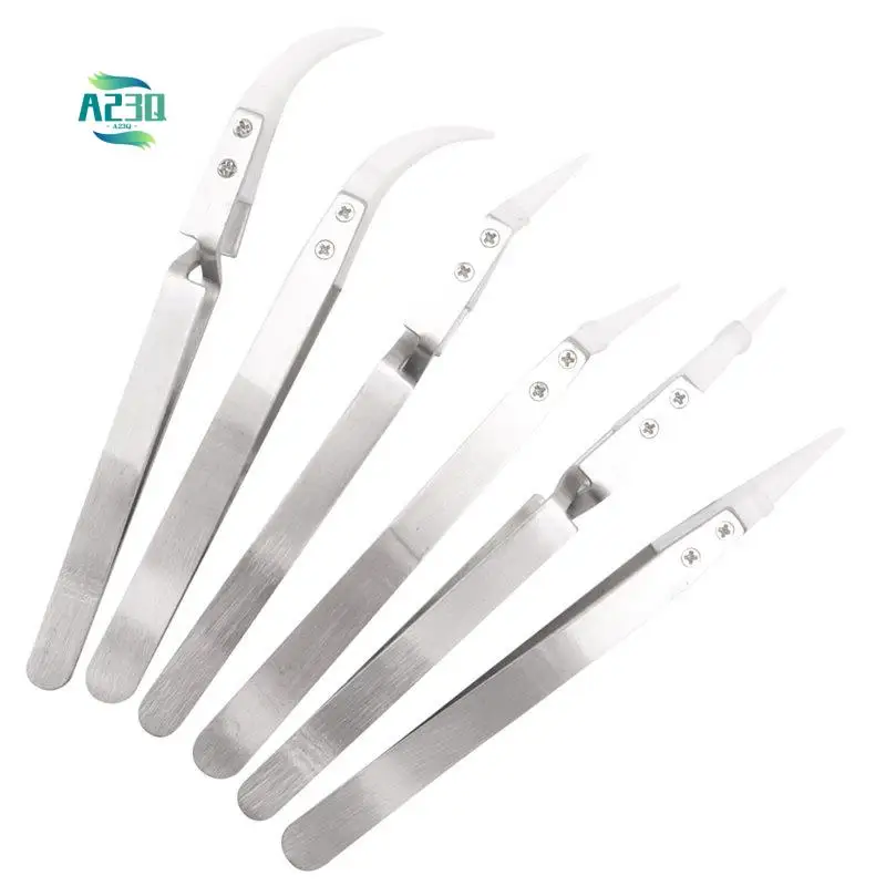 A23Q-1Set Non-Conductive Anti-Magnetic Pointed And Curved Tips Tweezers Set Pointed Tweezers