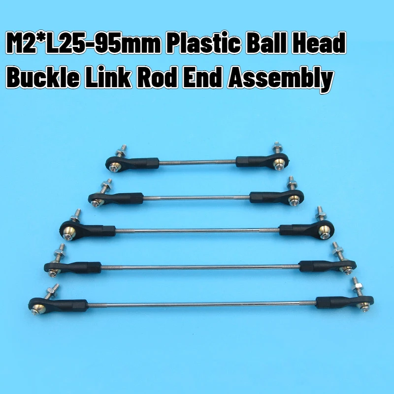 M2*L25mm-95mm Link Rod End Ball Joint Metal Tie Rod End Assembly Plastic Regular/Unilateral/Bilateral Bulge Ball Head Buckle