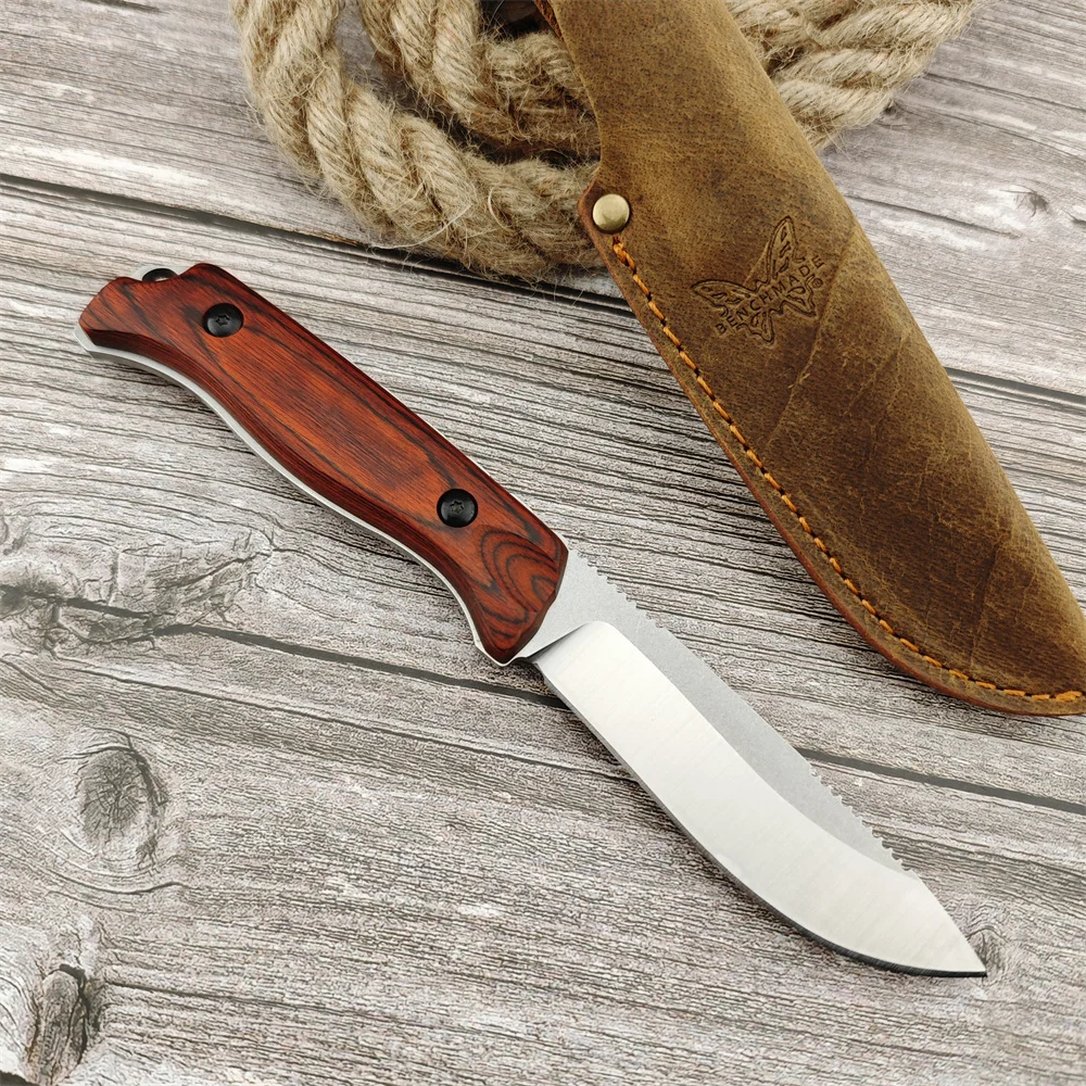 BM15002 BM 15017 High Hardness Fixed Blade Knife S30V Steel Wooden Handle Outdoor Portable Knives Tactical Hunting Survival Tool