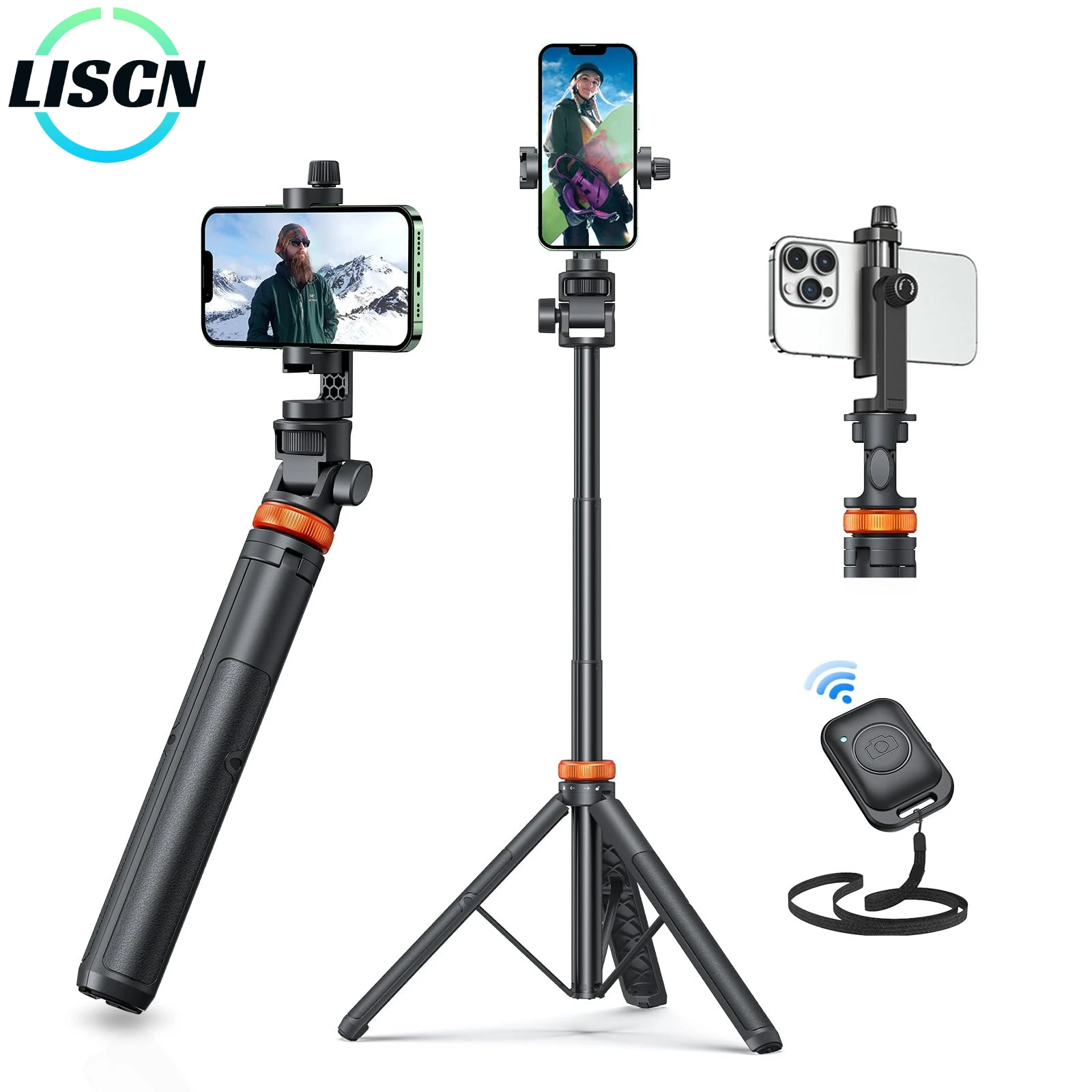 1.49m Phone Tripod for IPhone & Selfie Stick Tripod with Remote Extendable Phone Tripod Stand Compatible with IPhone/Androi