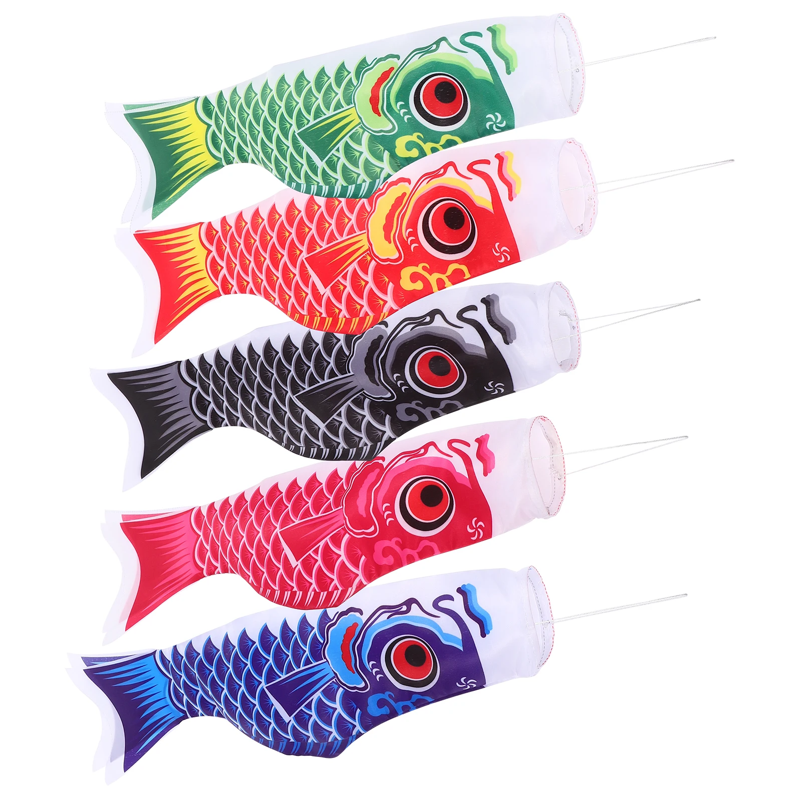

5pcs Carp 55cm Random Japanese Type Flag Colors Japanese Garden Fish Flags Garden Decor Funny Fish Banner Outdoor