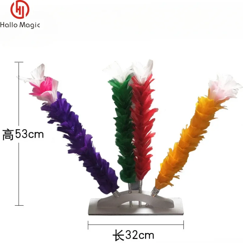 Hamed Colorful Feather Sticks Stage Magic Tricks Flower Stage Props Gimmick Illusions Magia Toys Classic Magic Props Mentalism