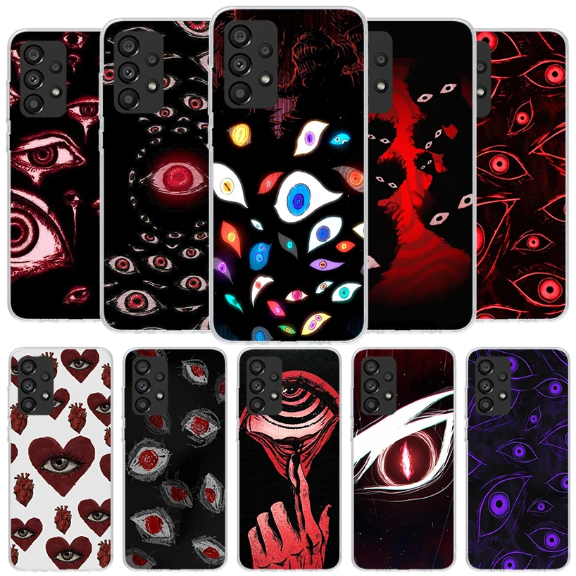 Scary Face Eyes Phone Case For Samsung A15 A25 A35 A55 A14 A24 A34 A54 A13 A23 A33 A53 A12 A52 A32 A22 A42 A05S A04S A03S A02S