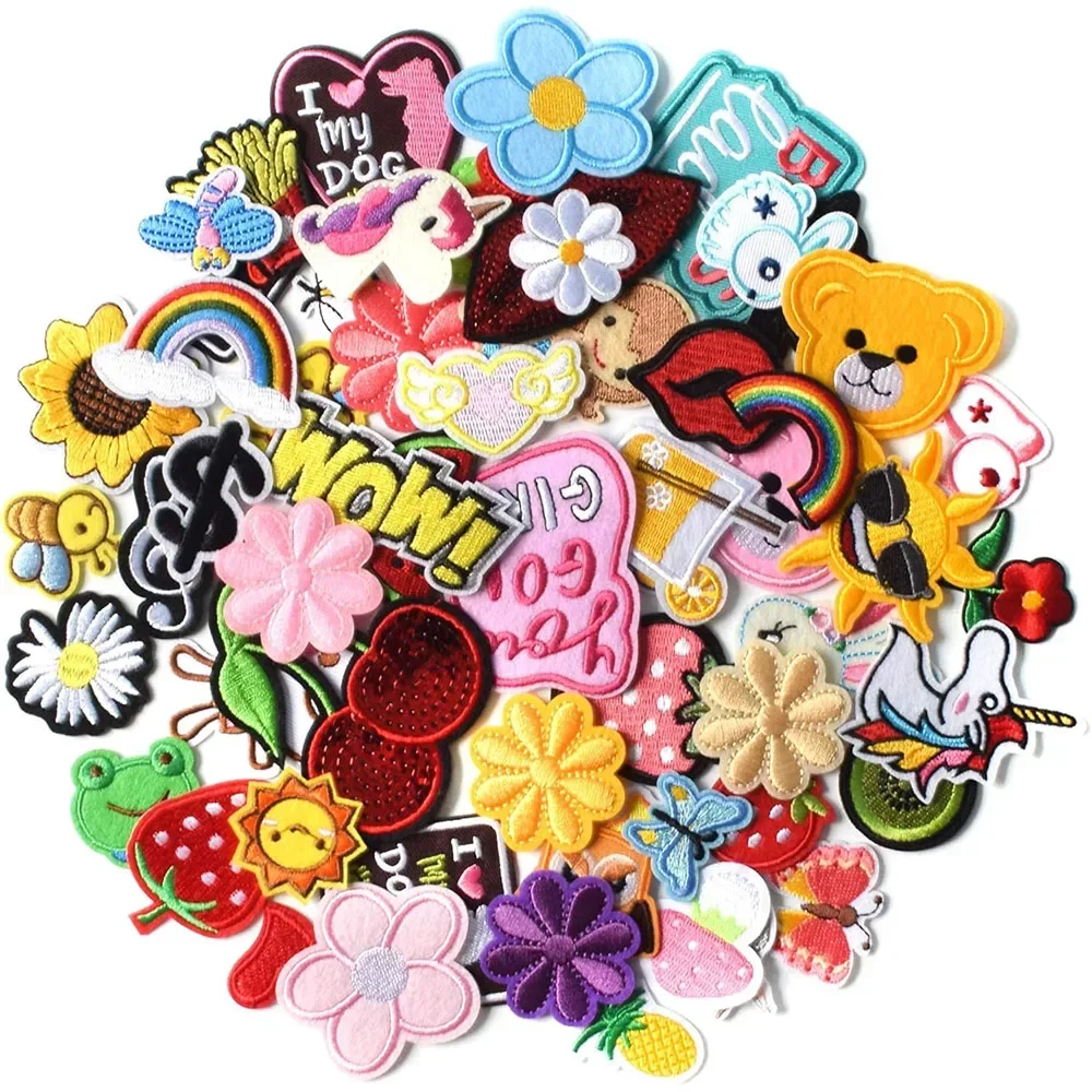Embroidered Iron-On Patches, 30-Piece Assorted Set
