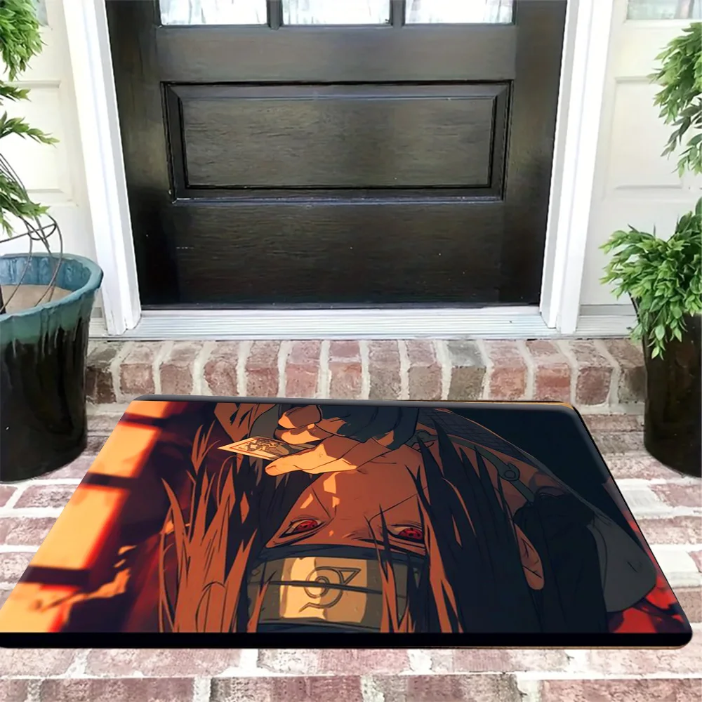 Alfombra de entrada lavable antideslizante con estampado de ojos Sharingan de Anime Naruto Itachi Uchiha para decoración del hogar en interiores y exteriores