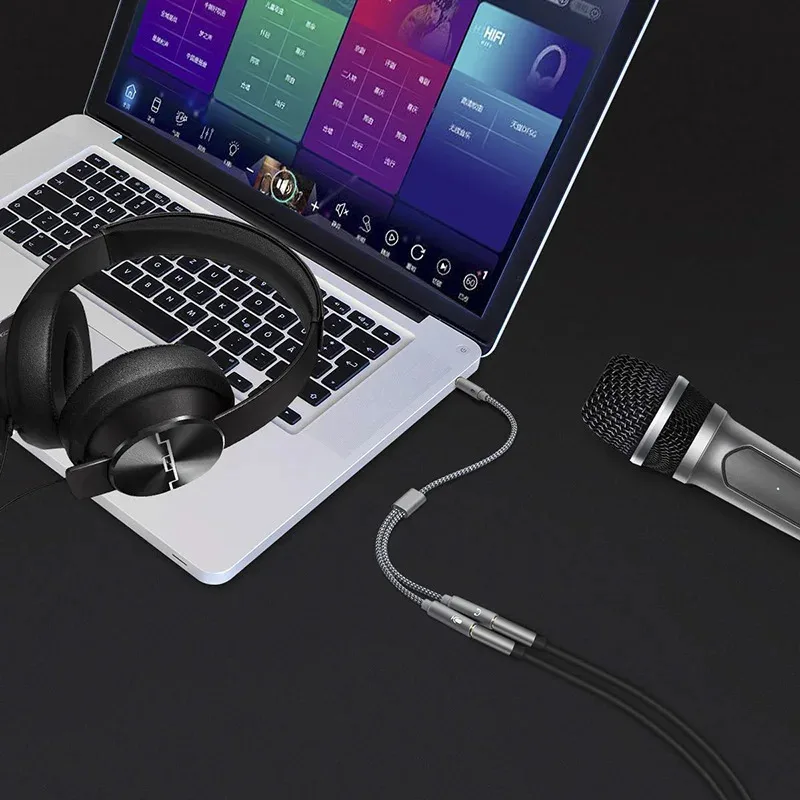 Headset Splitter 3.5mm Audio+Mic Stereo    3.5mm 4 Pole Jack Y Cable for PS4,PC Gaming Headset,Xbox One