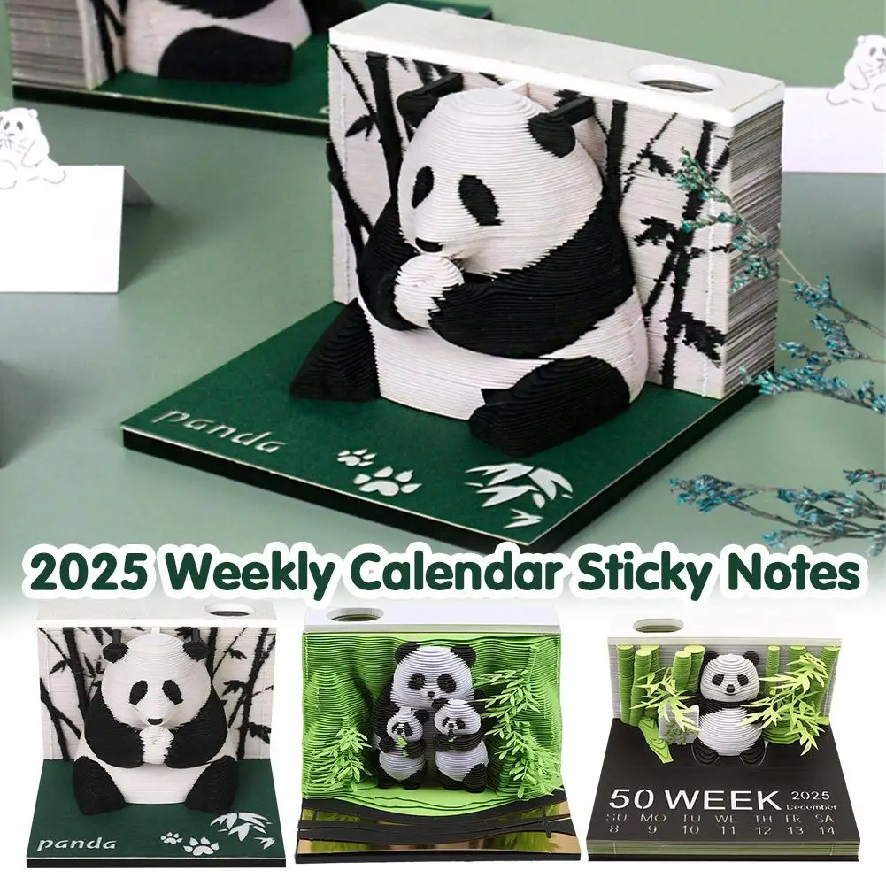 Cuaderno de notas con forma de Panda, suministros de aprendizaje 3D, escultura de papel de regalo de escritorio, adorno de oficina para estudiantes, Z9N1, 2025