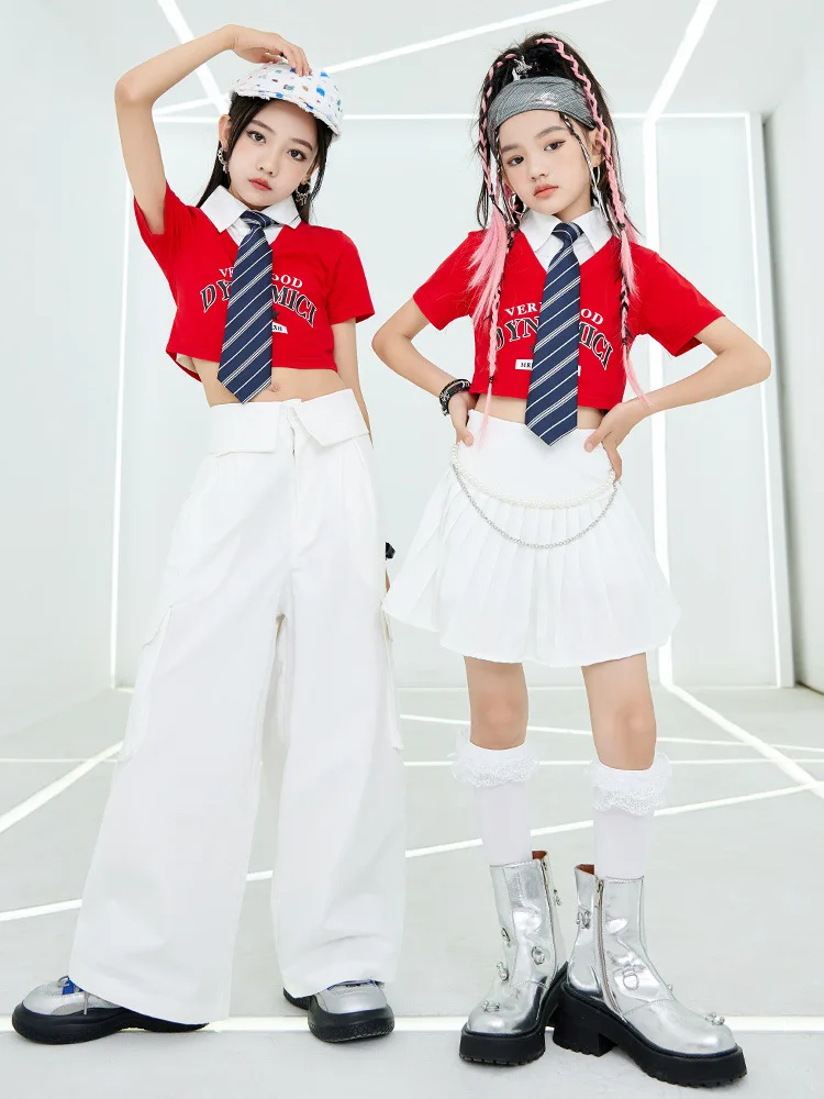 Kpop Girls Group Jazz Dance Hip Hop Kleidung T-Shirts Weiße Hosen Street Dance Anzug Breaking Catwalk Show Kostüme