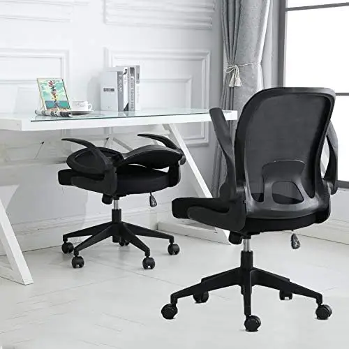 

Foldable Office Chair - Office Desk Chairs with Flip-Up Arms and Foldable Backrest, Mesh Computer Chair Foldable Executive Offi