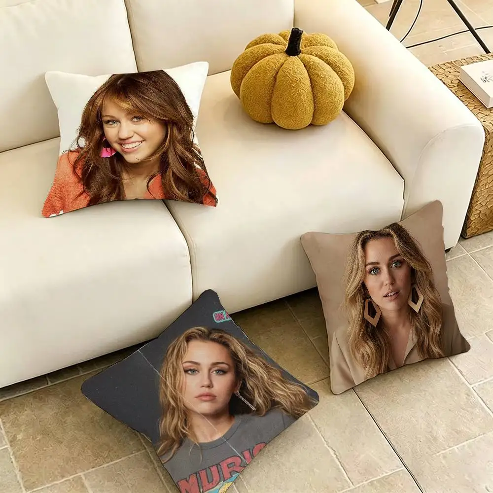 

Miley-Y Cyrus Singer Pillow Case Square Double-Sided Sofa Cushion Cover Bedroom Bedside Pillow Gift