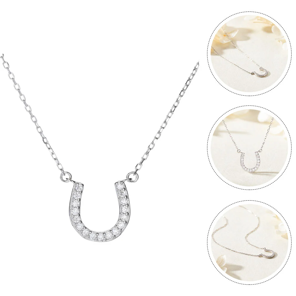 Trendy Horseshoe Pendant Necklace Women Creative Jewelry Chain Sterling Silver Fashion Accessory Gift Chain Necklace For Charm