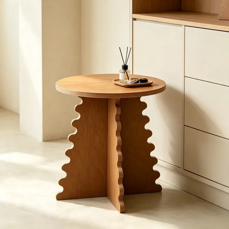 Wooden Coffee Tables Rotundity Living Room Corner Table Wavy Creative Sofa Beside Coffee Tables Multifunction Bedroom Side Table