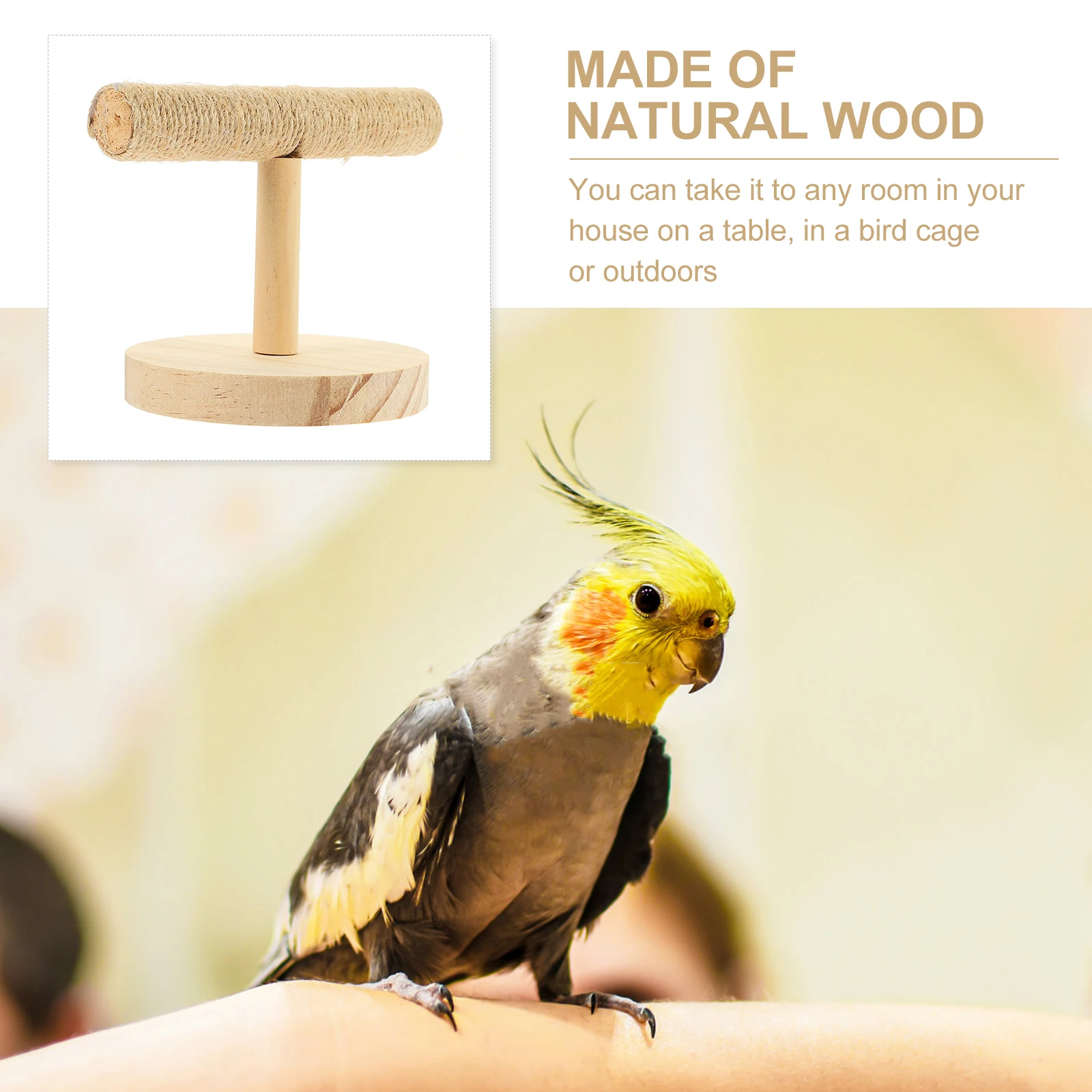 

Wooden Parrot Play Stand Durable Sturdy Bird Perch Toy Natural Indoor Office Decor Small Parrot Game Rack Simple Beautiful