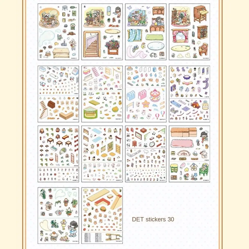 

Kawaii 20in1 Пейзажная наклейка Книга Мультфильм DIY Кабина Сцена Декоративные наклейки Милая капибара 3D наклейки Набор сцен Детская игрушка