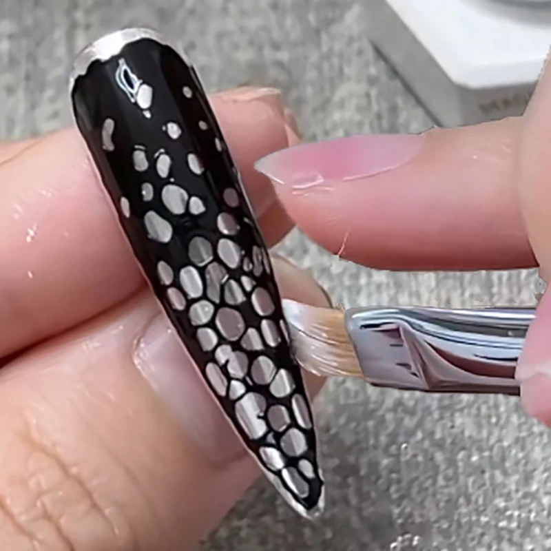 #2025 New Christmas Black&White Lace Gel Nail Polish Abstract/Bubble/Ocean Wave Lace Nail Gel DIY Texture…