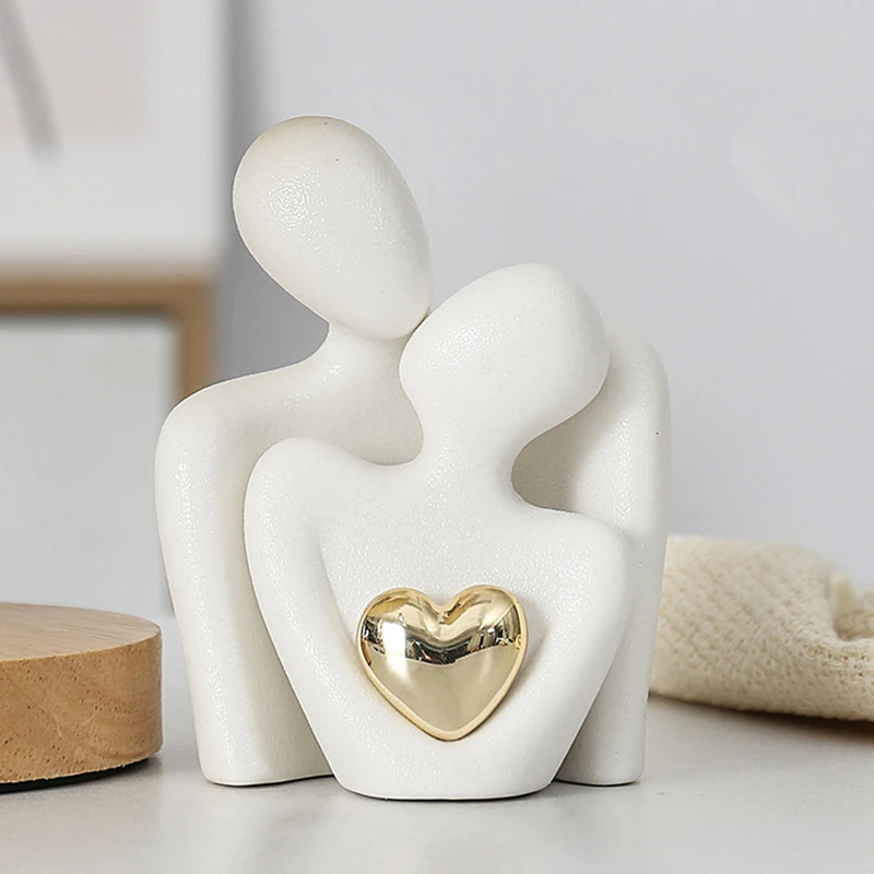 Estatua de pareja abstracta decorativa nórdica, decoración moderna, escultura para el hogar, figuras de cerámica, adornos artesanales para sala de estar
