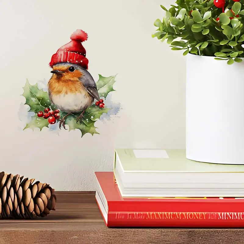 عيد الميلاد روبن الطيور الحيوانات الجدار ملصق الحمام المرحاض غرفة المعيشة ديكور خزانة الثلاجة ديكور المنزل الشارات M1075