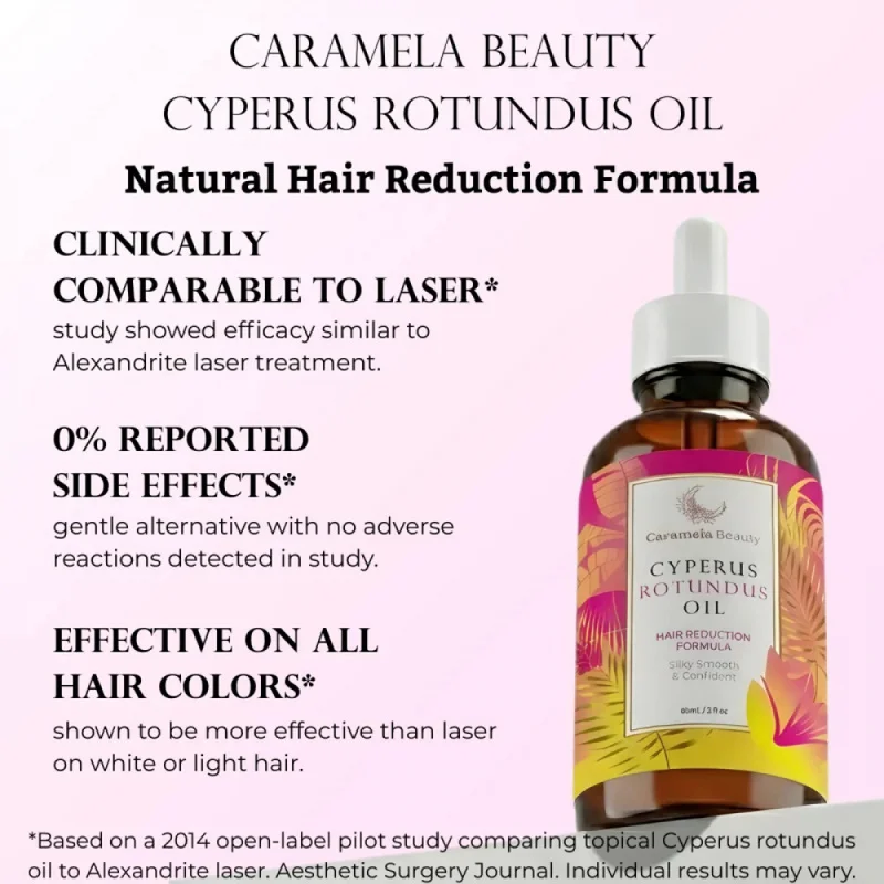 Caramela Beauty Cyperus Rotundus Oil Natural Hair Reduction Oil Inhibits Hair Growth Smooth Skin Body Hair Removal Oil 60ml