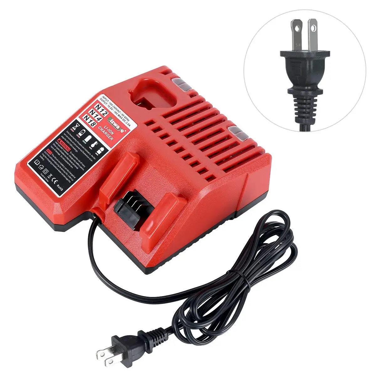 J030 Li-ion 12V 14.4V 18V 3A Lithium battery Rapid Charger Replaceable Power Tool Battery M12 M14 M18 Quick Charger for milwauke