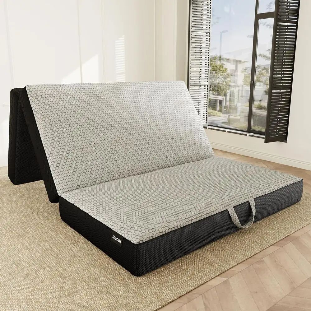 Memory Foam Mattress, 6 Inch, Portable Floor Bed with Washable Cover, Handle & Non-Slip Bottom, for RV, Travel, Camping, Yoga, 7