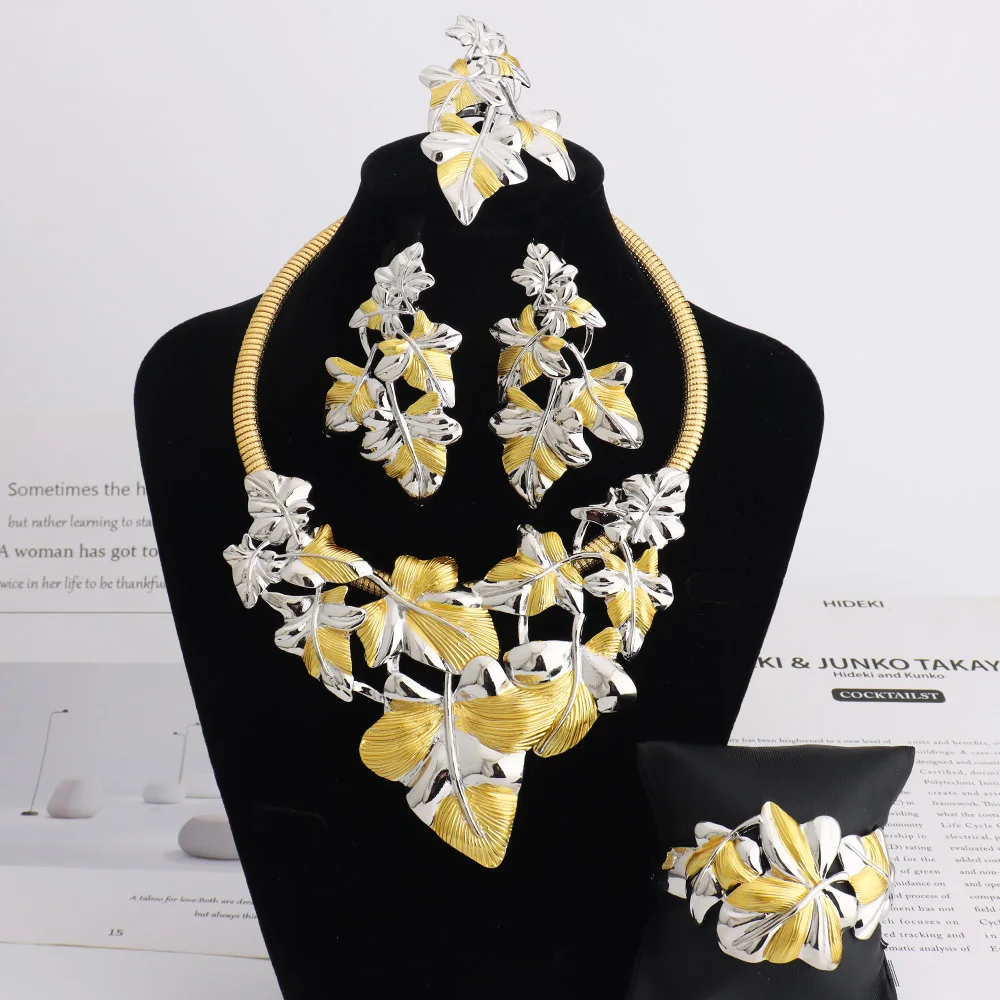 YM Gold Plated Flower Jewelry Set 4