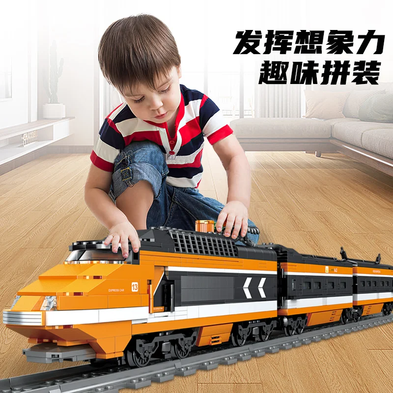 Technical City Train High-tech RailwayPower  Track Building Blocks Subway Vehicle Assemble Bricks Toys Gifts For Childrens Adult