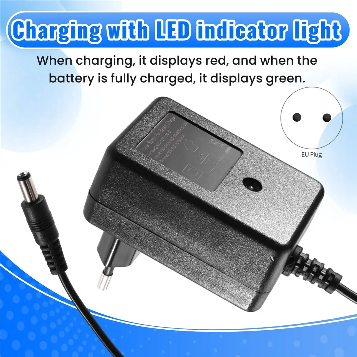 A74U 12V Charger for Kids Ride on Car, 12V Ride on Charger for SUV Sports Car Farm Tractor Ride on Toys Accessories EU Plug