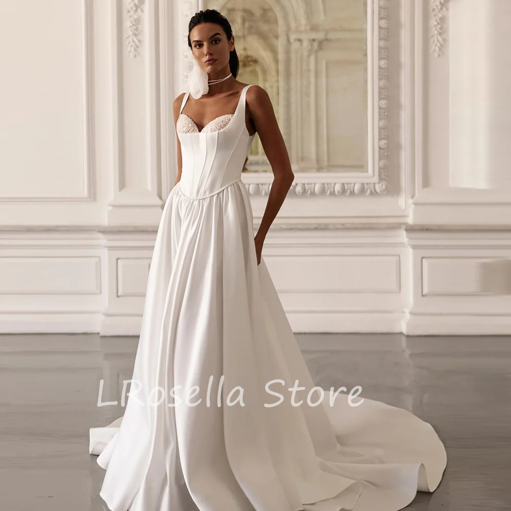 

LRosella Wedding Dress Lace Sweetheart Neckline Pleated Floor-Length Elegant Exquisite Beading Morden style Luxury فساتي2024