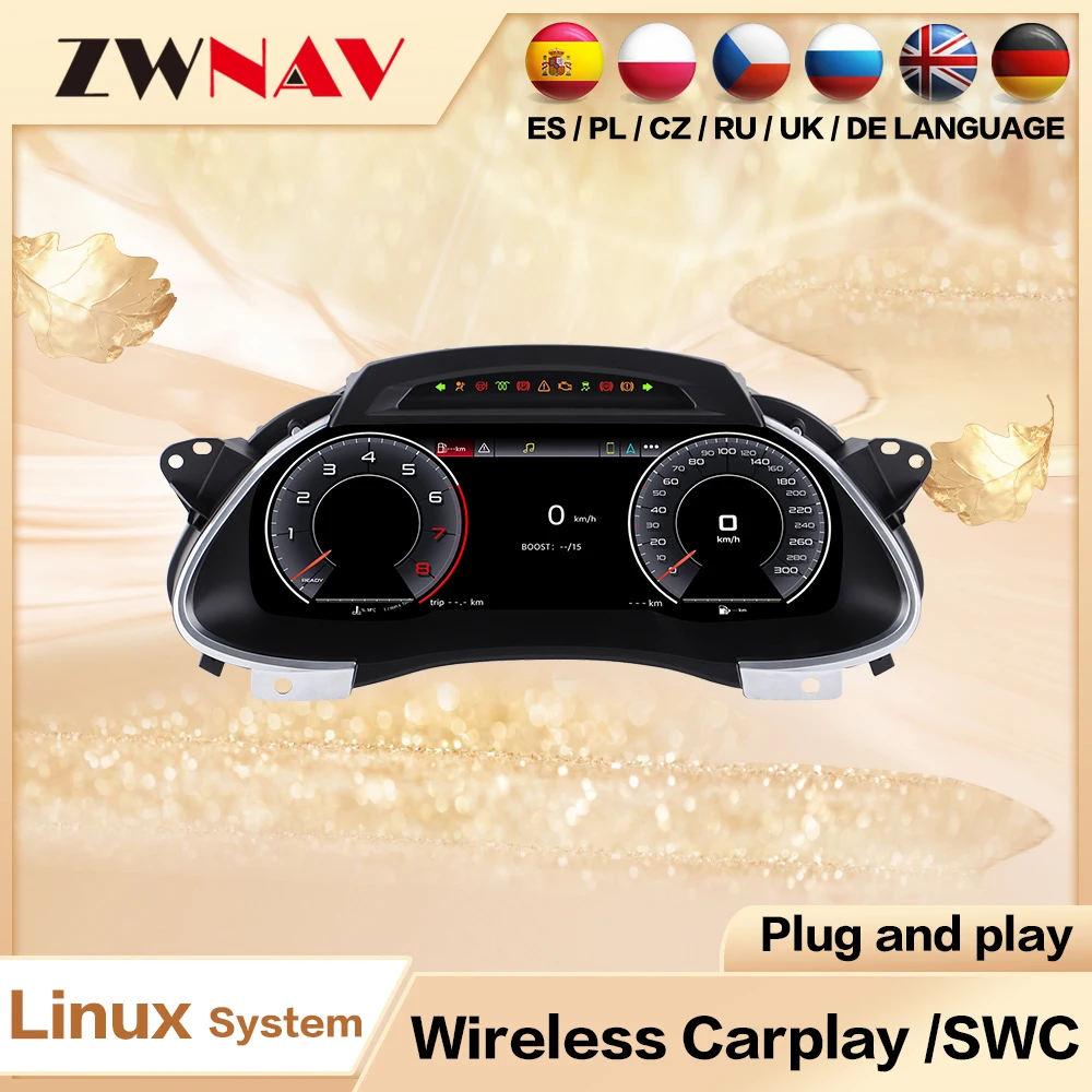 

Новый дизайн 12,3-дюймовая цифровая приборная панель для Audi A4 2009-2012, ЖК-дисплей, приборная панель, виртуальный дисплей, кабинет, виртуальный спидометр