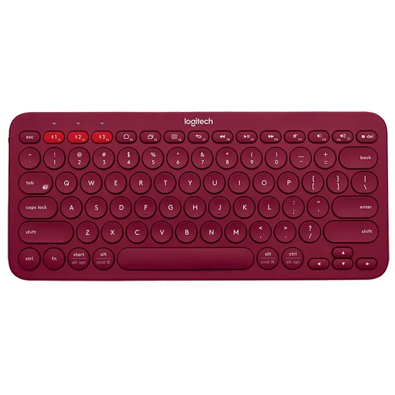 Logitech K380 Bluetooth Multi-Perangkat Keyboard Nirkabel untuk IPad Tablet Ponsel Laptop Komputer Kantor Portabel Merah