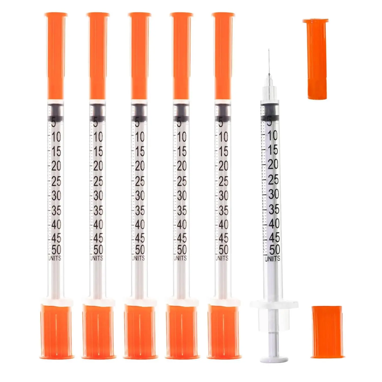 100pcs 0.5ml Sterile Disposable Insulin Syringes with Needle, Individually Wrapped for Lab Measuring Tool, Pet Use