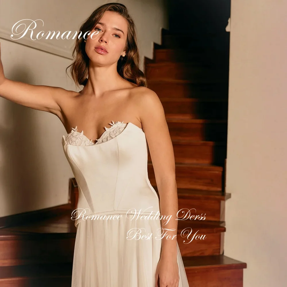 فساتين زفاف كلاسيكية مزينة على شكل قلب على شكل حرف a للنساء سويب تراين دانتيل بدون أكمام مفتوحة الظهر فيستدوس دي نوفيا مخصصة #6