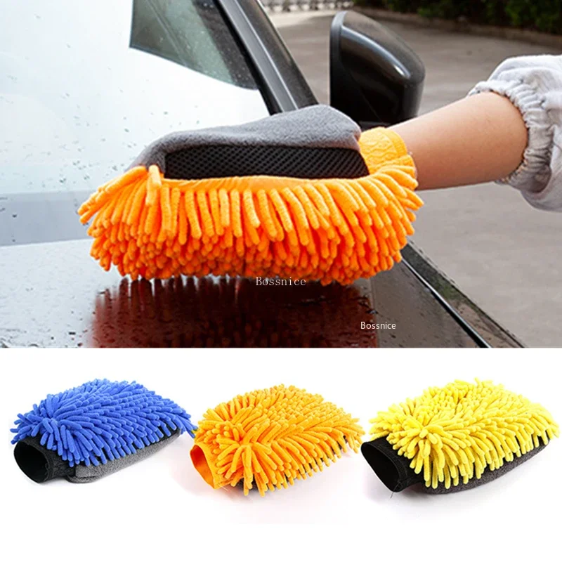 Microfiber Towel Waterproof Car Wash Microfiber Chenille Gloves Thick Car Cleaning Mitt Wax Detailing Brush Car Care Double-face